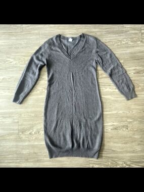 Melrose and Market Charcoal Gray V-Neck Sweater Dress